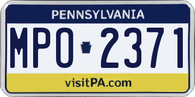 PA license plate MPO2371