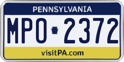 PA license plate MPO2372