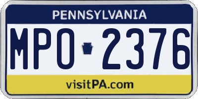 PA license plate MPO2376