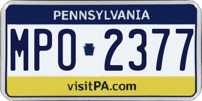 PA license plate MPO2377