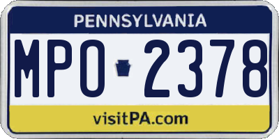 PA license plate MPO2378