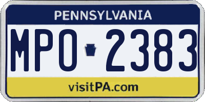 PA license plate MPO2383
