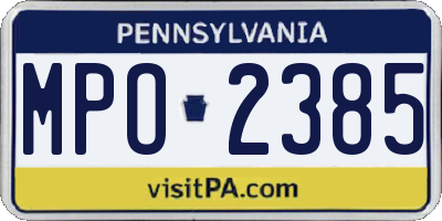 PA license plate MPO2385