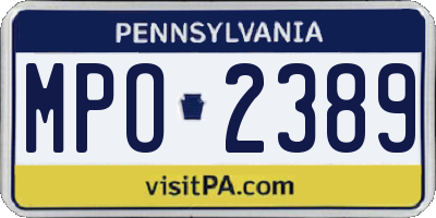 PA license plate MPO2389