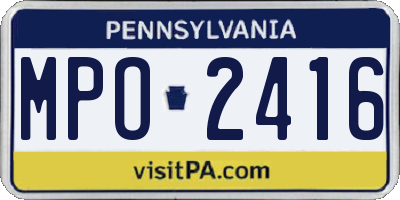 PA license plate MPO2416