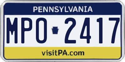 PA license plate MPO2417