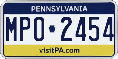 PA license plate MPO2454