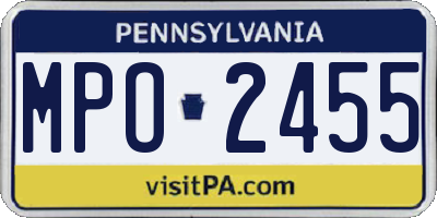 PA license plate MPO2455