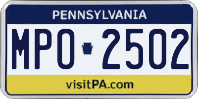 PA license plate MPO2502