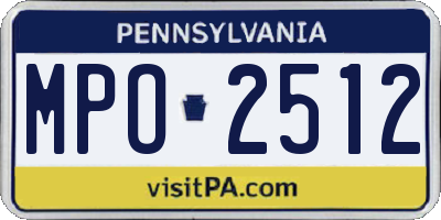 PA license plate MPO2512