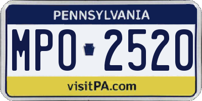 PA license plate MPO2520