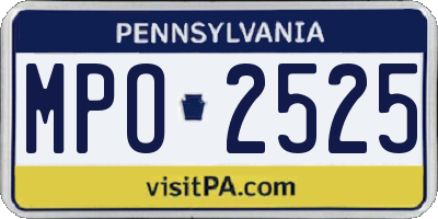 PA license plate MPO2525