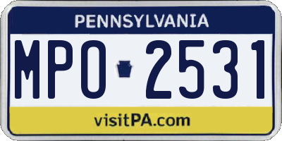 PA license plate MPO2531