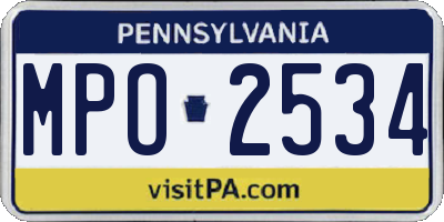 PA license plate MPO2534