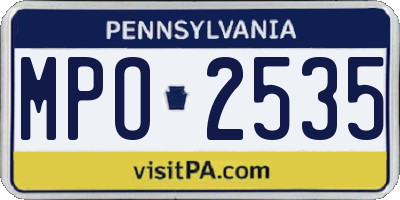 PA license plate MPO2535