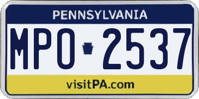 PA license plate MPO2537