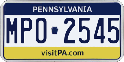 PA license plate MPO2545