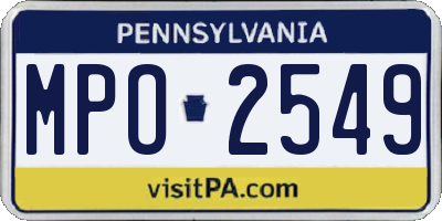 PA license plate MPO2549