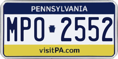 PA license plate MPO2552
