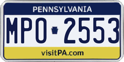 PA license plate MPO2553
