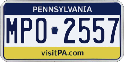 PA license plate MPO2557