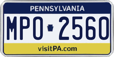 PA license plate MPO2560