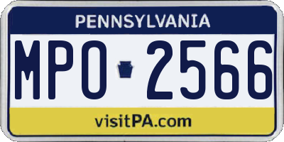 PA license plate MPO2566