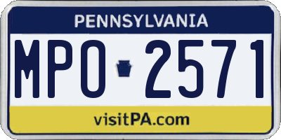 PA license plate MPO2571