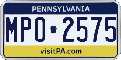 PA license plate MPO2575
