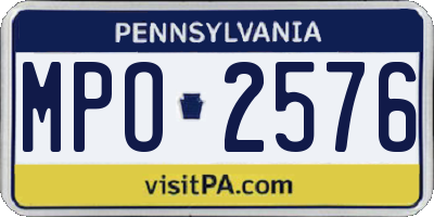PA license plate MPO2576