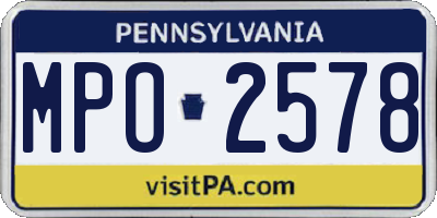 PA license plate MPO2578