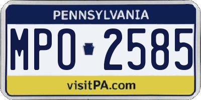 PA license plate MPO2585