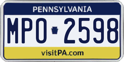 PA license plate MPO2598