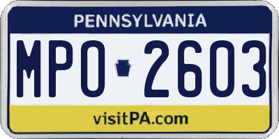 PA license plate MPO2603