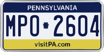 PA license plate MPO2604