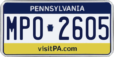 PA license plate MPO2605