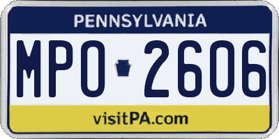 PA license plate MPO2606