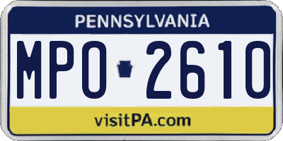 PA license plate MPO2610