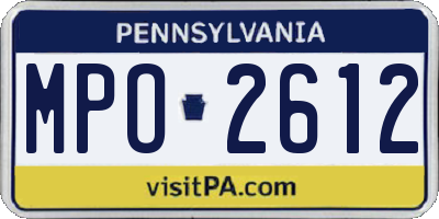 PA license plate MPO2612