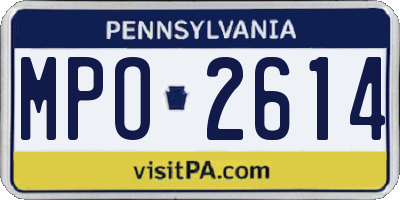 PA license plate MPO2614