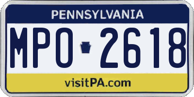 PA license plate MPO2618