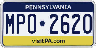 PA license plate MPO2620