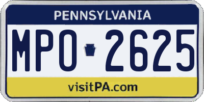 PA license plate MPO2625