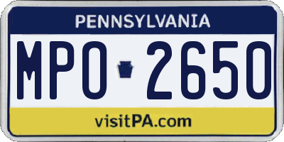 PA license plate MPO2650