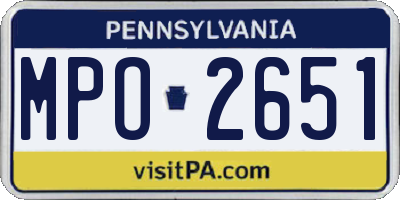 PA license plate MPO2651