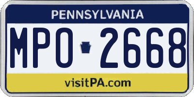 PA license plate MPO2668