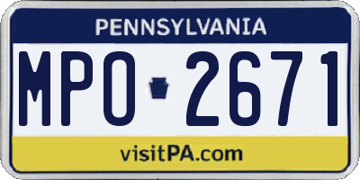 PA license plate MPO2671
