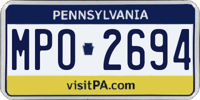 PA license plate MPO2694
