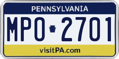 PA license plate MPO2701