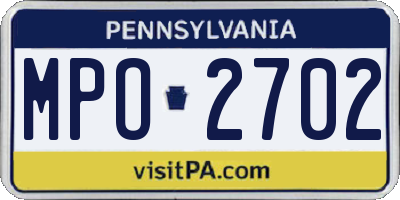 PA license plate MPO2702